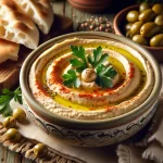 Hummus di ceci decorato con prezzemolo