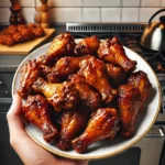 Piatto con ali di pollo glassate