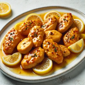 Pollo con crema al limone su piatto