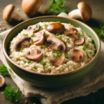 Risotto ai funghi su scodella